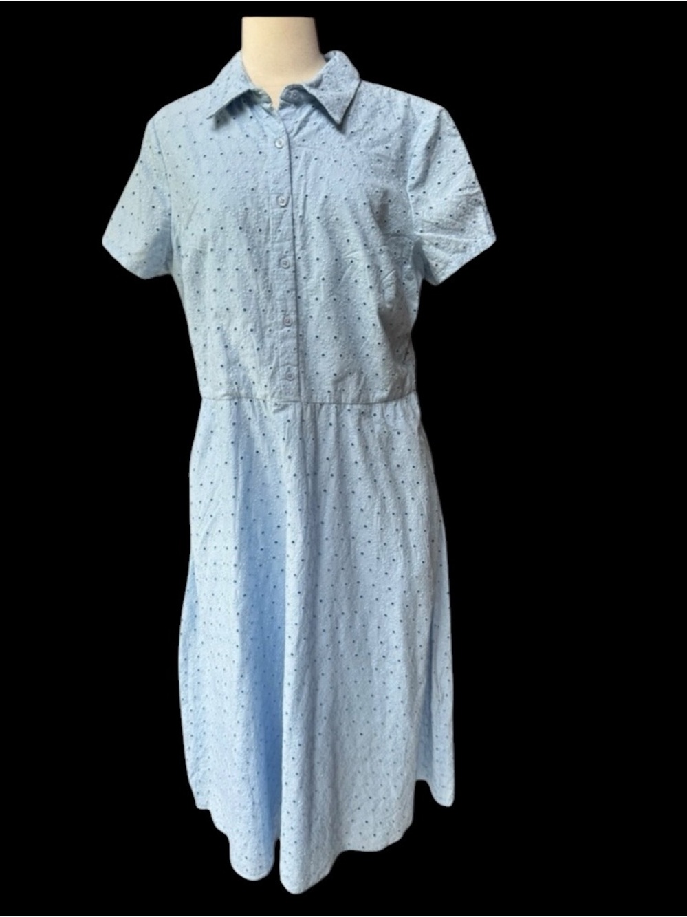 NWT Lauren Ralph Lauren Black Label‎ Eyelet Cotton Midi Shirt Dress